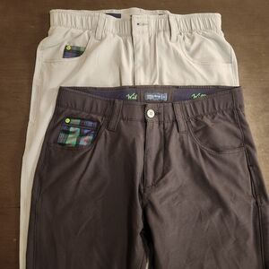 William Murray Golf Pants Straight Fit Performance Stretch Grey & Beige Men's 30